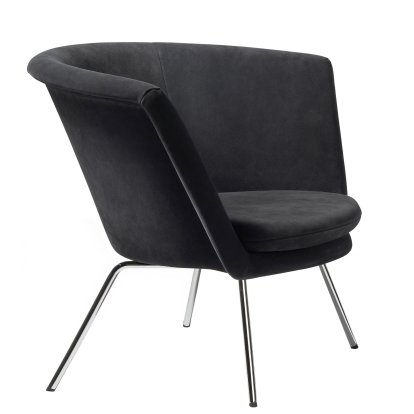 Fauteuil H57, Noir peint par poudrage, Cuir suède, Noir