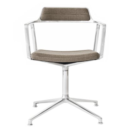 Chaise Swivel 452, Poli, Piètement fixe, mélange laine-lin dark sand