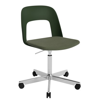 Chaise pivotant Layout 143 avec assise rembourrée, Vert bouteille / Mode 072, Aluminium poli