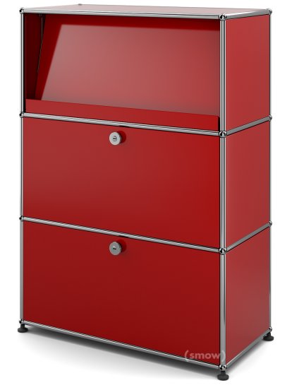 Meuble haut Highboard M USM Haller avec présentoir incliné, Rouge rubis USM