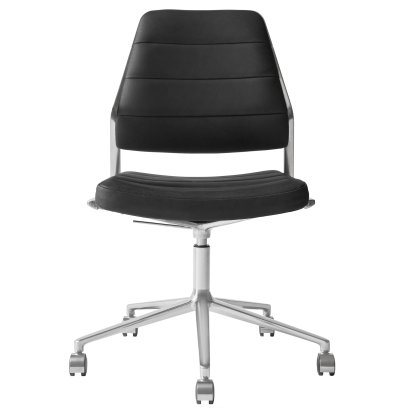Chaise pivotante Swivel 454+, Piétement à roulettes, Cuir noir