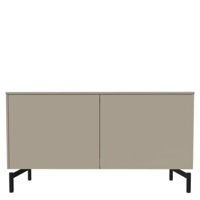 Buffet Aventa Sideboard avec portes, 120 cm, 2 Grilles de hauteur, Mélamine gris pierre, Pieds en métal