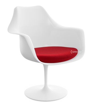 Fauteuil Tulipe Saarinen, Rotatif, Coussin d'assise, Blanc, Bright Red (Tonus 130)