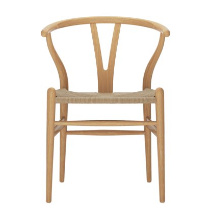 CH24 Wishbone Chair, Chêne laqué naturel, Paillage naturel