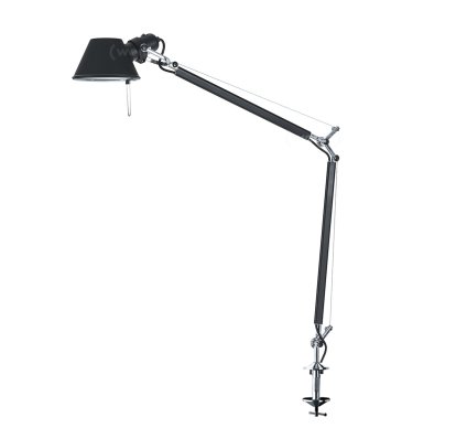 Lampe de table Tolomeo, Noir, Avec système serre-joint, Ampoule halogene