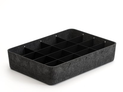 Boîte USM Inos, L 45,3 x H 9,5 cm, Anthracite, Séparation 4