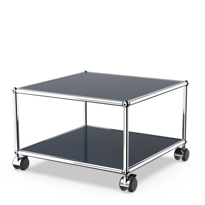 USM Haller table d'appoint avec roulettes, Bleu acier RAL 5011, Souples pour sols durs