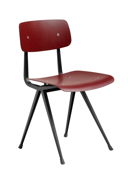 Result Chair, Chêne laqué brique foncé, Acier thermolaqué noir