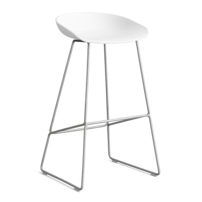 About A Stool AAS 38, Version bar: hauteur de l'assise 74 cm, Acier inoxydable, White 2.0