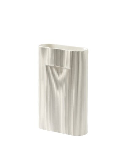 Vase Ridge, Medium (H 35 cm), Off-White
