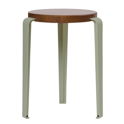 Tabouret Lou, bois massif, Chêne teinté, Gris eucalyptus