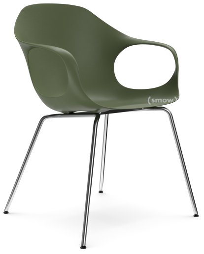Chaise Elephant Tube, Vert olive, Acier chromé satiné