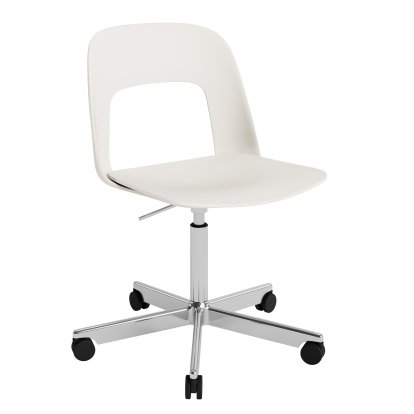 Chaise pivotante Layout 141, Blanc crème, Aluminium poli