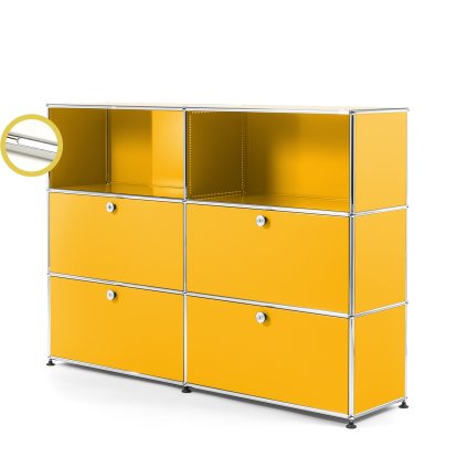USM Haller E Highboard L avec éclairage du compartiment, Jaune or RAL 1004, Blanche froide