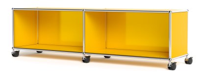 Meuble bas Lowboard TV/Hi-Fi USM Haller, personnalisable, Jaune or RAL 1004, Ouvert, Sans passe-câbles