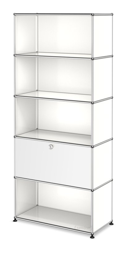 Étagère à dossiers USM Haller M, personnalisable, Blanc pur RAL 9010, Ouvert, Ouvert, Avec  porte abattante, Ouvert