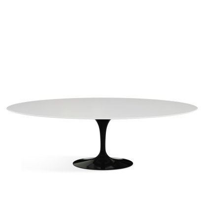 Table à manger ovale Saarinen, L 244 cm x l 137 cm, Noir, Stratifié blanc