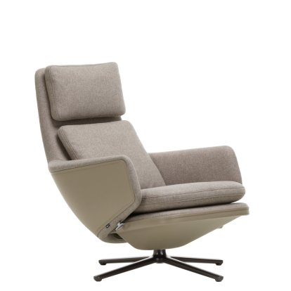 Fauteuil Grand Relax, Sans repose-pieds, Tissu Cosy, fossil / Cuir Forte, sand, Noir basic, 41,5 cm