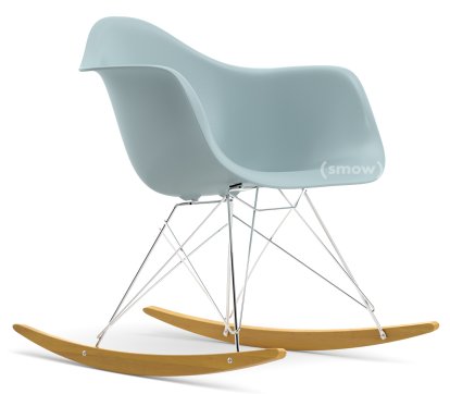 Fauteuil Eames Plastic Armchair RE RAR, Gris bleuté, Chromé, Érable nuance de jaune