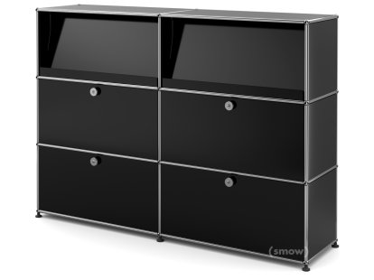 Meuble haut Highboard L USM Haller avec présentoir incliné, Noir graphite RAL 9011