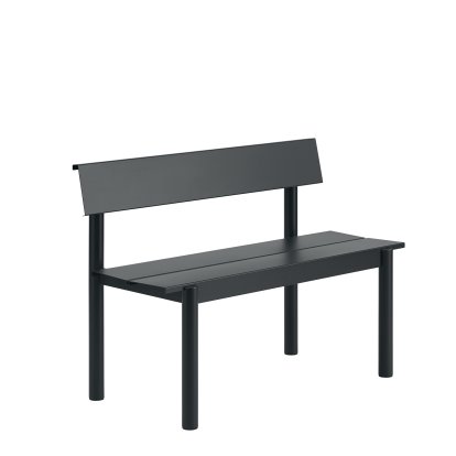 Banc Linear Steel avec dossier, L 110 x L 50,9 cm, Noir