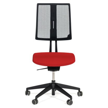 Chaise de bureau pivotante Equo, Noir, Filet, Xtreme Plus (PG0), Rouge YS079, C30 KST avec réglage de la profondeur d'assise, Standard 100 mm, Sans accoudoirs, Avec roulettes dures