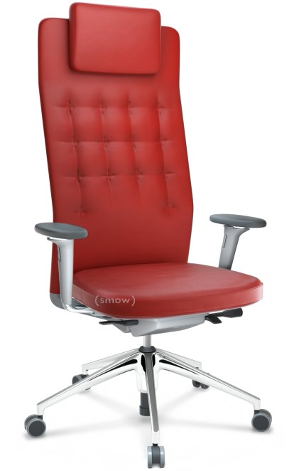 ID Trim L, Mécanisme Flowmotion sans réglage de la profondeur d'assise, Avec accotoirs 3D, Soft grey, Cuir rouge, Durs pour tapis