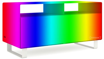 Meuble TV R 108, Bicolore au choix (RAL Classic), Piétement luge laqué de la même couleur que l'extérieur