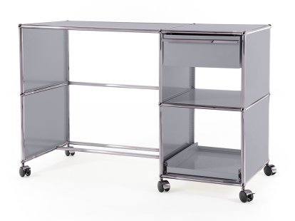 Bureau USM Haller à roulettes Type 2, Argent mat USM