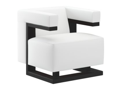 Fauteuil Gropius F51, Cuir, Blanc, Frêne laqué noir