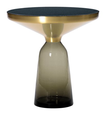 Bell Side Table, Laiton laqué clair, Gris quartz