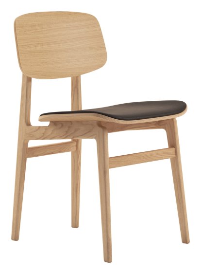 NY11 Dining Chair, Chêne naturel - Cuir Dunes marron foncé