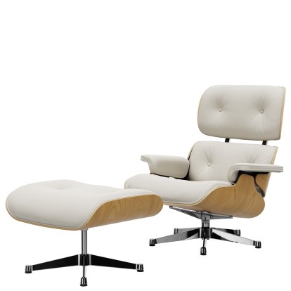 Eames Lounge Chair & Ottoman White, 89 cm