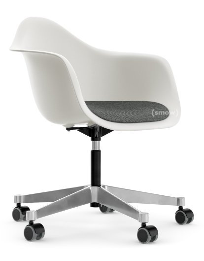 Eames Plastic Armchair PACC, Blanc RE, Avec coussin d'assise, Nero / ivoire