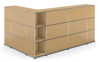 Comptoir d’accueil USM Haller version 4, Beige USM, Coin ouvert