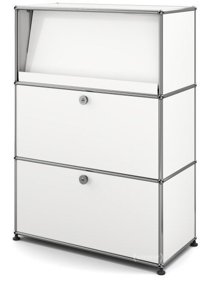 Meuble haut Highboard M USM Haller avec présentoir incliné, Blanc pur RAL 9010