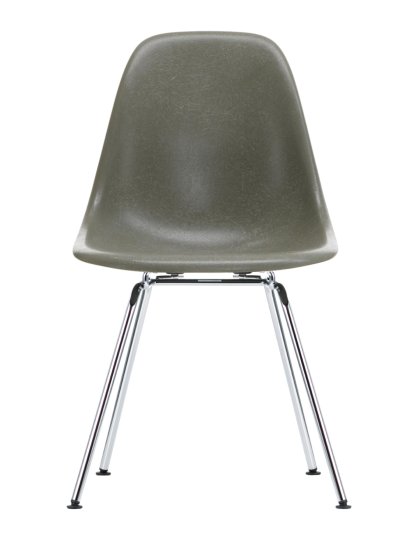 Eames Fiberglass Chair DSX, Eames raw umber, Poli chromé