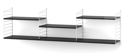 Étagère murale L String, 30 cm, Blanc, Placage frêne noir