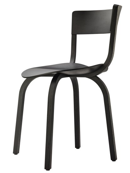 Chaise en bois 404 / 404 F, Sans accotoirs, Chêne teinté noir