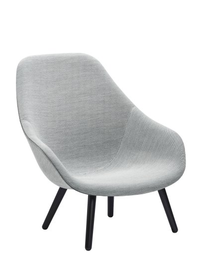 Fauteuil About A Lounge Chair High AAL 92, Steelcut Trio - gris clair, Chêne laqué noir, Sans coussin d'assise