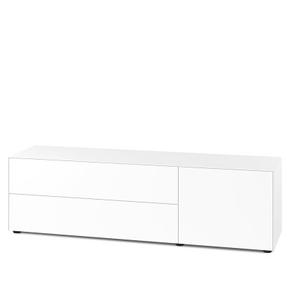 Nex Pur Box 2.0 avec tiroirs et portes, 48 cm, H 50 cm x B 180 cm (avec porte et deux tiroirs), Blanc