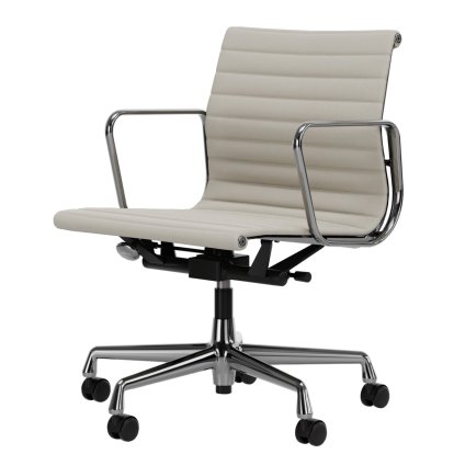 Aluminium Chair EA 117, Poli, Cuir Premium F, Neige