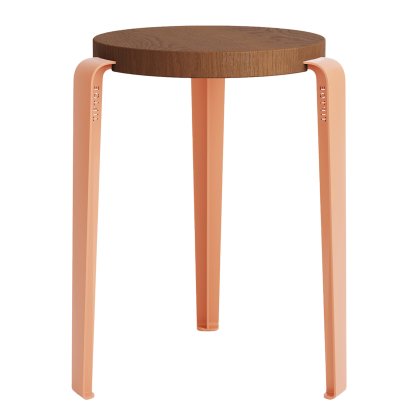 Tabouret Lou, bois massif, Chêne teinté, Rose cendré