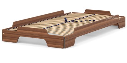 Lit empilable Rolf Heide, 100 x 200, Noyer laqué, Cadre en bois massif