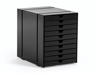 Lot de casiers C4 Inos pour étagère USM Haller, Avec 10 plateaux, Noir graphite RAL 9011