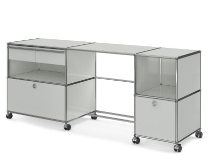 Bureau USM Haller Type 3, Gris clair RAL 7035, Durs pour tapis
