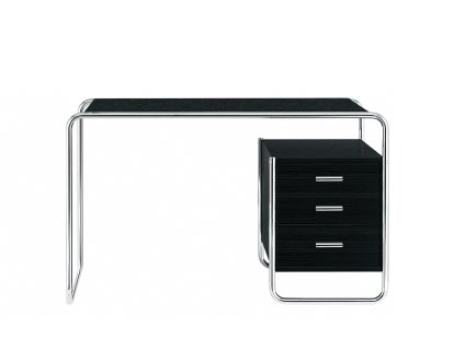 Bureau S 285/1 - S 285/2 Bauhaus, Frêne teinté noir, S 285/2: 1 grand bloc de tiroirs à l'intérieur à droite