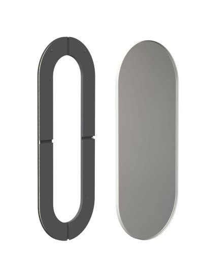 Unu miroir avec éclairage LED ovale (set), H 140 x L 60 cm, Blanc mat