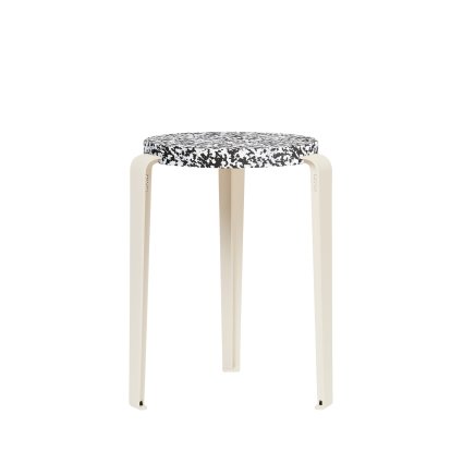 Tabouret Lou, plastique recyclé, Macchiato, Blanc crème