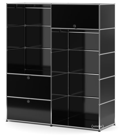 Penderie USM Haller L avec 2 tringles, Noir graphite RAL 9011